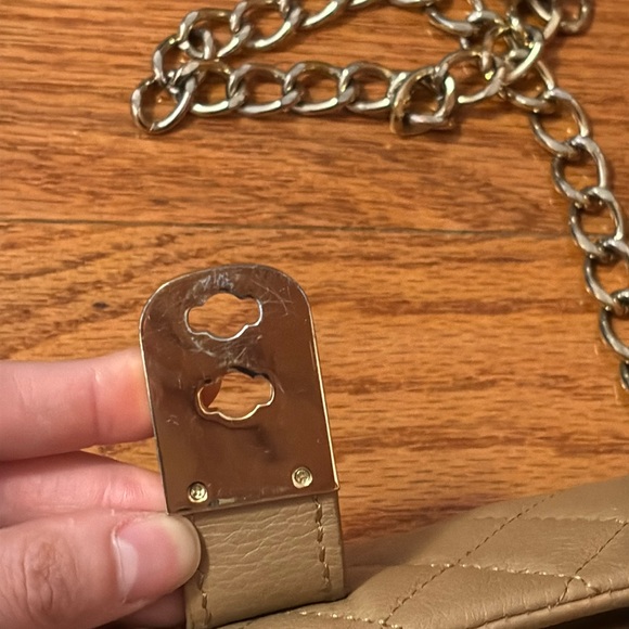 Jaeger Quilted Leather Bag Beige Tan Small Clutch Crossbody Kate Middleton Pippa - Picture 7 of 16